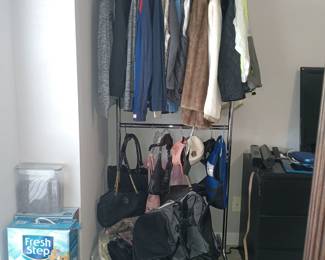 Coats, bags, and fun kitty items.