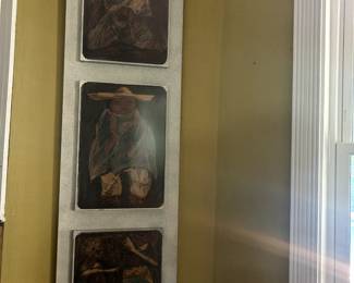 Vintage Pastels by the Ecuadorian artist Almeda triptych