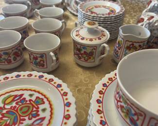 Vintage One World by Sango Japan - Basque Pattern Full Service Set. 