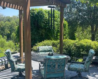 OUTDOOR PATIO TABLE AND SWIVEL CHAIRS