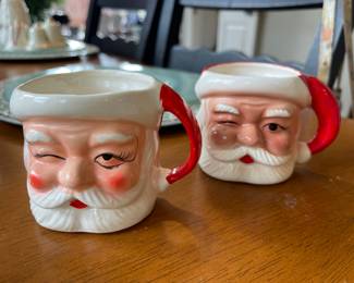 VINTAGE WINKING SANTA MUGS