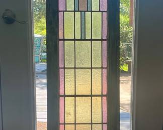STAINED GLASS WINDOW-HAS BROKEN GLASS AT BOTTOM