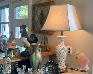 ASIAN LAMP, FENTON CARNIVAL GLASS BOWL