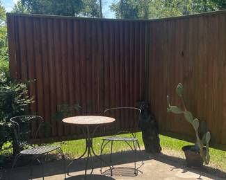 WROUGHT IRON BISTRO SET, CACTUS PLANT