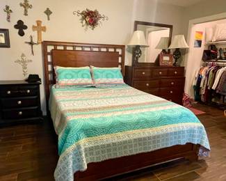 QUEEN BED FRAME, NIGHTSTAND