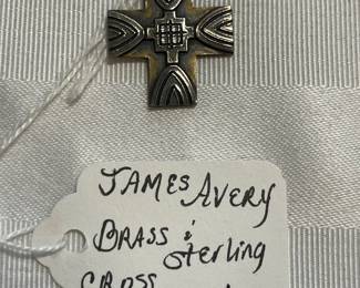 RETIRED JAMES AVERY BRASS AND STERLING CROSS