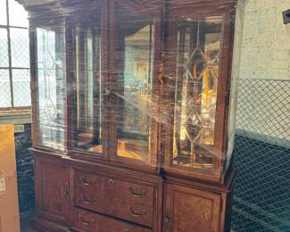 PECAN AND BURLE WOOD HUTCH