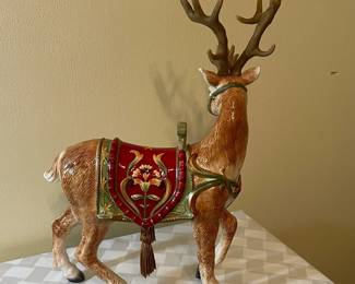 A46 - $60 PAIR. Fitz & Floyd Reindeer. One has a broken antler piece. 