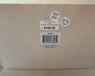 A51 - $85. Rare Fitz and Floyd Winter White Holiday Tureen With Ladle. Box Dimensions. 16"x10.75"x10