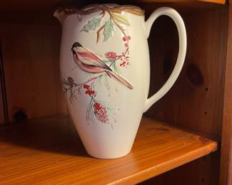 R44 - $30. Lenox "Winter Song" Pitcher. Measures 9.5" tall. 