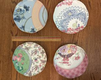 R10 - $60. Wedgwood "Butterfly Bloom" Set of 4 Decorative Plates. 8". They each have wall hangers on them currently as that's how they were used. 