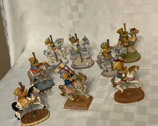A64 - $55.  Cherished Teddies Riding Carousel Set. Lot #5 / 8 pieces. 