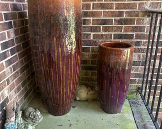 R104 - $100 PAIR. Large outdoor planters - no chips/cracks noted. 