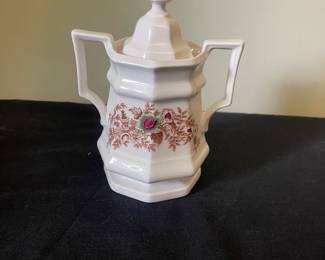 R94 - $7. Small lidded dish. The Henry Ford Museum by Iroquois. Measures 6.5" tall. 