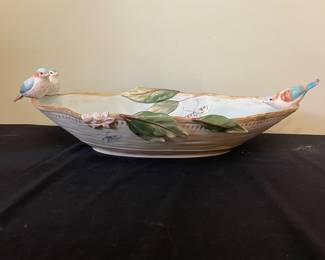 R56 - $65. Fitz & Floyd Toulouse Decorative Bowl. Measures 23" long x 10" wide x 6" tall. 