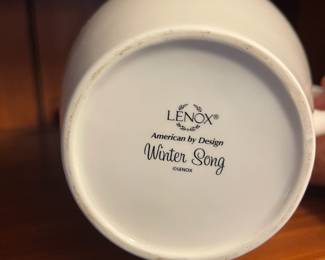 R44 - $30. Lenox "Winter Song" Pitcher. Measures 9.5" tall. 