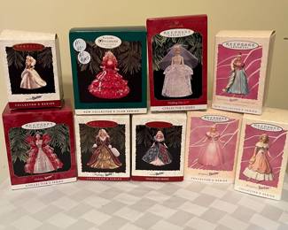 A1 - $40 Barbie Hallmark Ornament Lot 9 Pieces