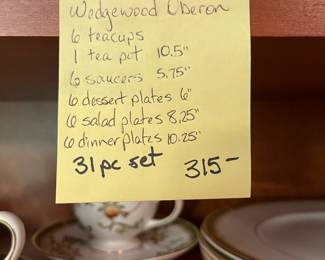 R4 - $315. Wedgwood "Oberon" 31 Piece Set. 