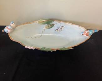 R56 - $65. Fitz & Floyd Toulouse Decorative Bowl. Measures 23" long x 10" wide x 6" tall. 