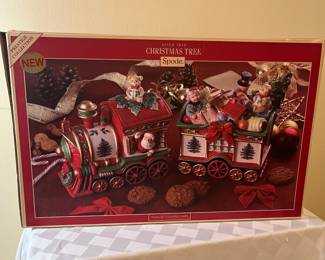 A48 - $120. Spode Prestige Collection. Train Set Covered Jars. Box Dimensions 20"x7.5"x12.25.