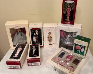 A2 - $55. Barbie Hallmark Ornament Lot 9 pieces