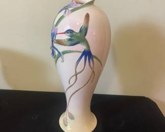 R8 - $45. Franz Porcelain Hummingbird Vase. Measures 14" tall. 