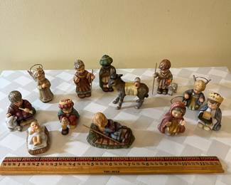 A55 - $120. Vintage 1999& 2000 Goebel Mini Nativity Set. 12 Pieces. About 3" tall