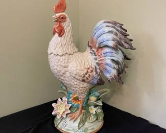 R6 - $85. Fitz & Floyd Toulouse Rooster Statue. Measures 19.5" tall. 