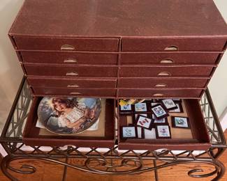 R52 - $50. Sandra Kuck "Always With You" Calendar. Includes wooden framed calendar with days & 12 plates with storage box. Calendar measures 10" wide x 26" tall. 