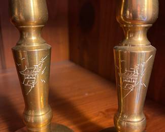 R46 - $8. Pair of Brass Candlesticks. 5.25" tall.