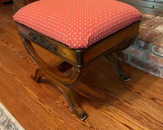 R36 - $30. Single Upholstered Stool. Measures 21" x 19" x 19" tall. Looks really good - It is a little wiggly which I'm sure could be tightened up. 