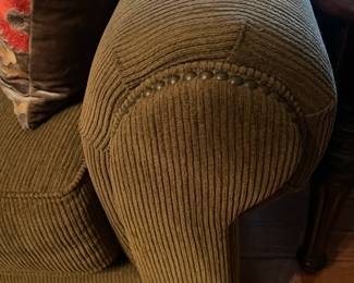 R21 - $250. Broyhill Upholstered Couch - in Brown. Measures 82" long x 27" deep x 36" tall. 