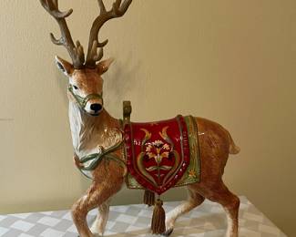 A46 - $60 PAIR. Fitz & Floyd Reindeer. One has a broken antler piece. 