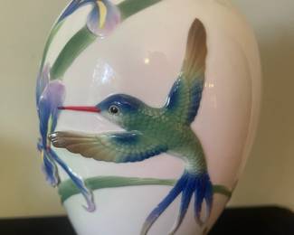 R8 - $45. Franz Porcelain Hummingbird Vase. Measures 14" tall. 