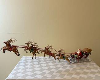 A38 - $55. Rare Hallmark Set. Santa with 8 Reindeer. 22"x7.5"