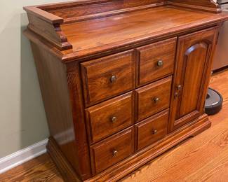 R48 - $95. Lenoir House Small Server. Measures 40" wide x 18" deep x 35" tall. Solid Wood.