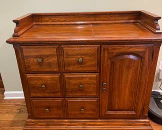 R48 - $95. Lenoir House Small Server. Measures 40" wide x 18" deep x 35" tall. Solid Wood.