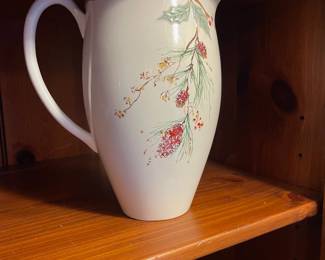 R44 - $30. Lenox "Winter Song" Pitcher. Measures 9.5" tall. 
