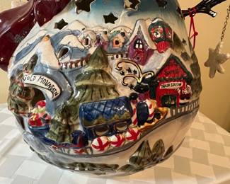 A44 - $65. Blue Sky The Holiday Collection By Heather Goldmine. Large Candle/Votive Snowman. Measures 14"x18".