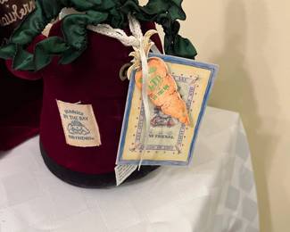 A8 - $55. Vintage Bunnies by the Bay "Miss Winter Strawberry" Large Bunny 17" tall. Small Bunny 8"tall.