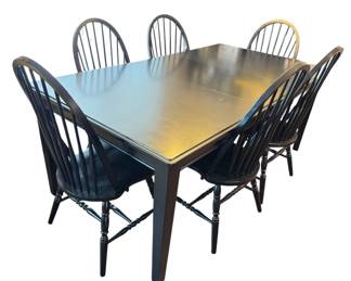 Black Wood Dining Table W Leaf Chairs