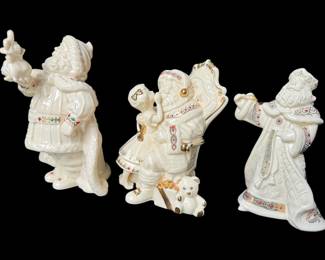 009 Three Lenox China Jewels Christmas Santa Figurines 6, 7,  8 in Series