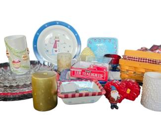 Christmas Plates, Candles, Lights, More