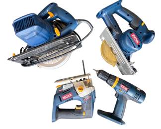 Four 18V Battery And Electric Ryobi Power Tools
