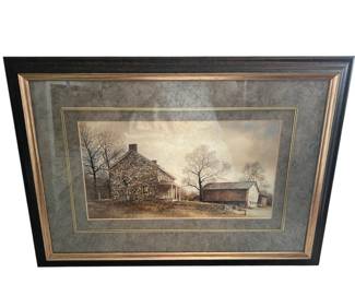 25 x 18 Barn Art Print in Black  Gold Frame 