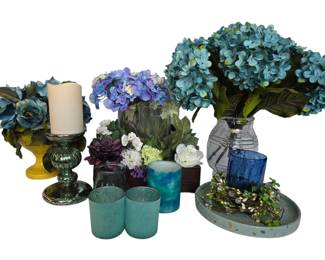 Beautiful Florals Vases In Blues, Greens  Purple