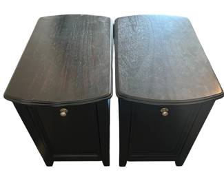 Matching Wooden End Tables w Cup Holders Cappuccino, Ashley Furniture 