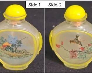 vintage snuff bottle - hand-painted on the inside