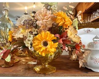 Amber glass including some Fenton