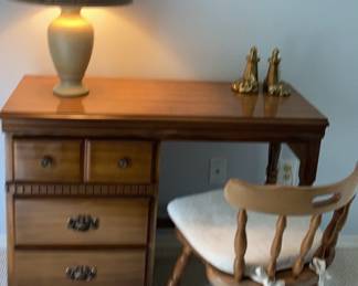 Vintage Small Desk, Chair , Lamp
